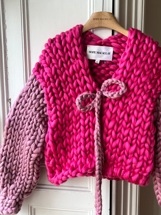 Raspberry Tie Colossal Knit Cardigan (Sample)