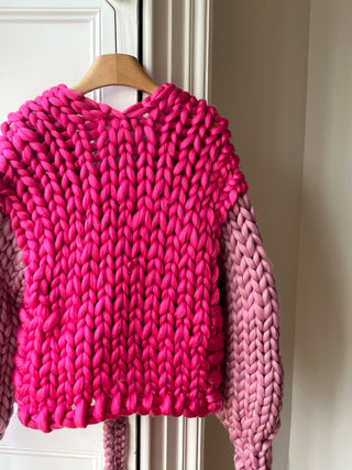 Raspberry Tie Colossal Knit Cardigan (Sample)