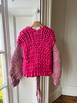 Raspberry Tie Colossal Knit Cardigan (Sample)