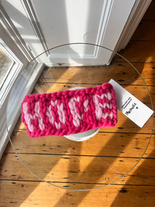 1of1 Pink Hope Chunky Knit Headband (Sample)