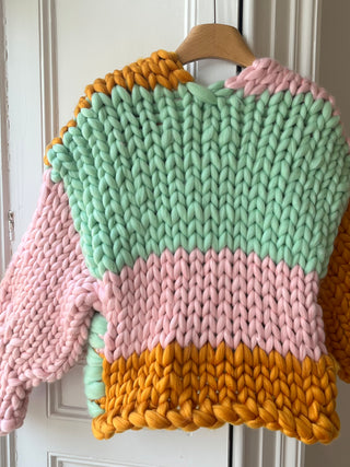 Pink, Mint and Amber Colossal Knit Cardigan (Sample)