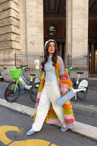 グルーヴィーなチャンキーニットマキシカーディガン