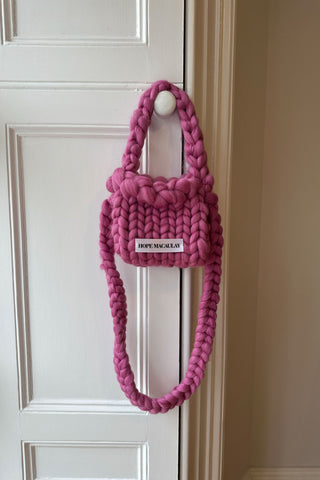 Magenta Colossal Knit Crossbody Bag (Sample)