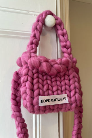 Magenta Colossal Knit Crossbody Bag (Sample)