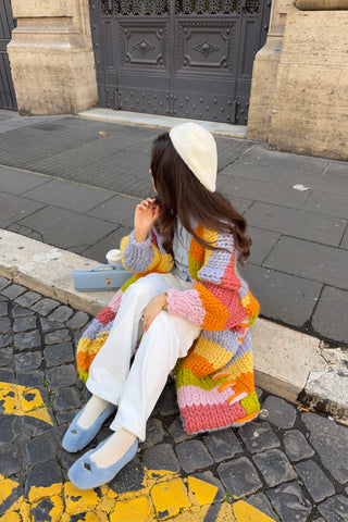 グルーヴィーなチャンキーニットマキシカーディガン