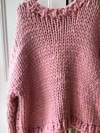 1of2 Pink Bow Chunky Knit Sweater M/L (Sample)