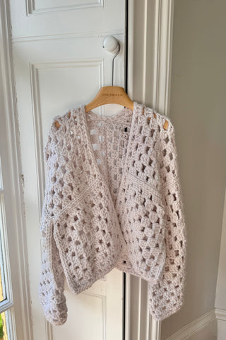 White Chunky Crochet Cardigan S/M (Sample)