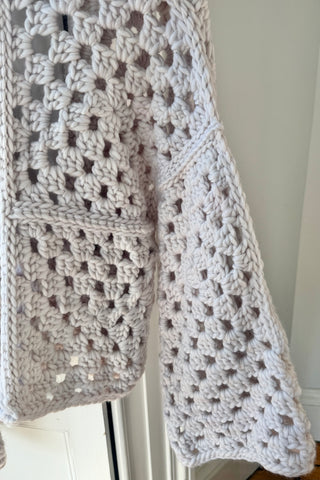 White Chunky Crochet Cardigan S/M (Sample)