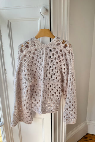 White Chunky Crochet Cardigan S/M (Sample)