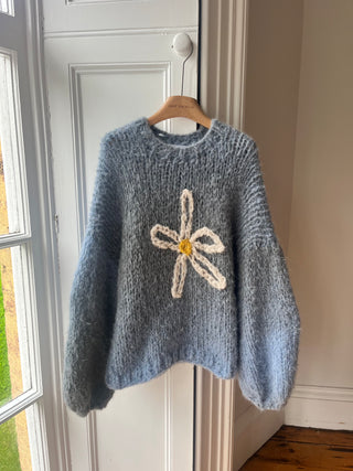 Blue Daisy Fluffy Knit Sweater M/L (Sample)