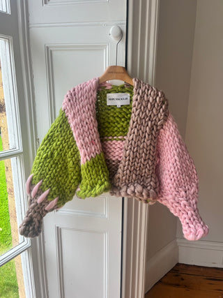 1of1 Pink, Mink and Green Colossal Knit Cardigan S/M (Sample)