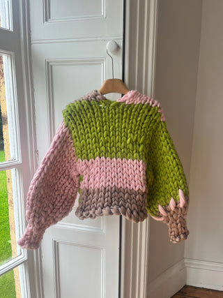 1of1 Pink, Mink and Green Colossal Knit Cardigan S/M (Sample)