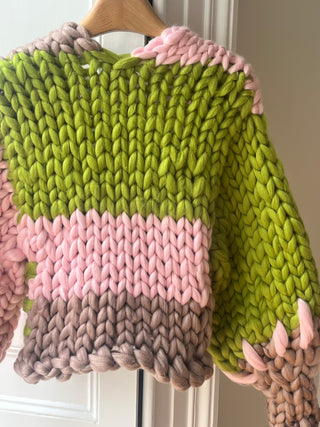 1of1 Pink, Mink and Green Colossal Knit Cardigan S/M (Sample)
