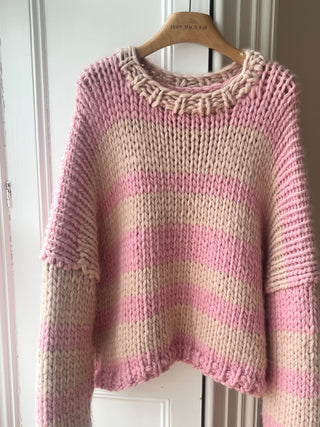Pink and Cream Chunky Knit Sweater S/M (Sample)