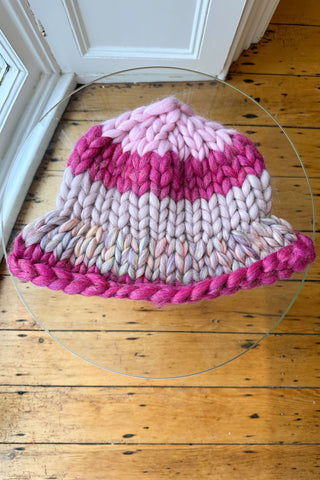 Pink Patchwork Colossal Knit Mushroom Hat #2 (Sample)