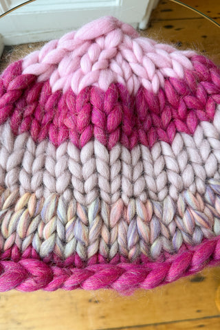 Pink Patchwork Colossal Knit Mushroom Hat #2 (Sample)