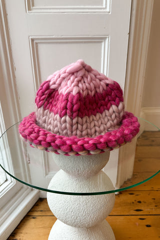 Pink Patchwork Colossal Knit Mushroom Hat #2 (Sample)