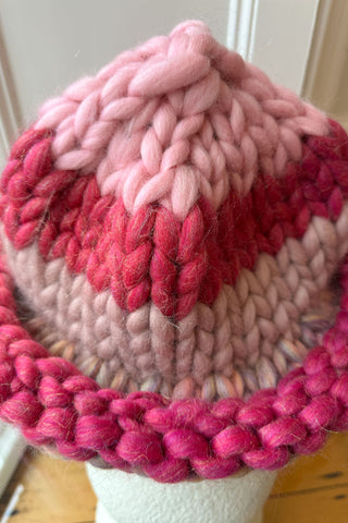 Pink Patchwork Colossal Knit Mushroom Hat #2 (Sample)