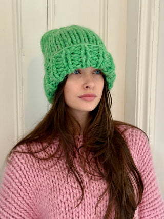 1of1 Irish Alpaca Green Chunky Knit Beanie Hat (Sample)