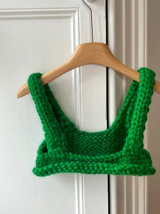 Grobstrick-Bralette in Stachelbeere (Beispiel)