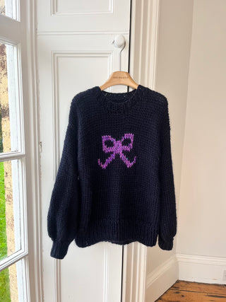 1of1 Navy Bow Knit Sweater S/M (Sample)