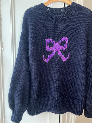 1of1 Navy Bow Knit Sweater S/M (Sample)