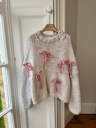 1of1 White Bow Chunky Knit Sweater M/L (Sample)