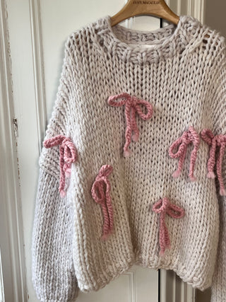 1of1 White Bow Chunky Knit Sweater M/L (Sample)