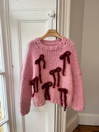 1of1 Pink Bow Chunky Knit Sweater S (Sample)