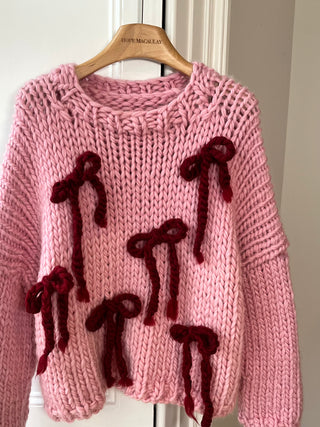 1of1 Pink Bow Chunky Knit Sweater S (Sample)