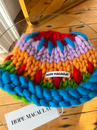 ピンクのパッチワークの巨大なニットマッシュルームハット #2（サンプル）