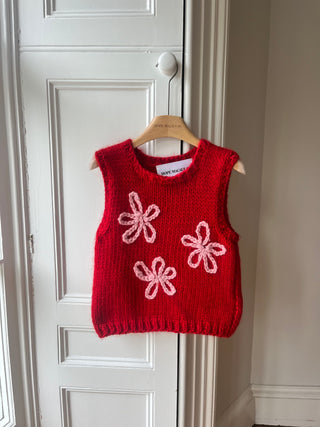 Red Floral Sweater Vest S/M (Sample)