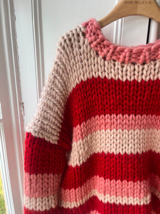 Red Stripe Chunky Knit Sweater (Sample)