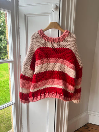 Red Stripe Chunky Knit Sweater (Sample)