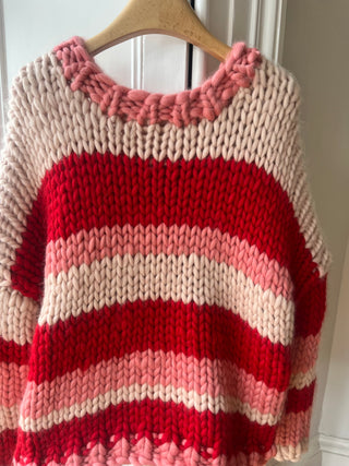 Red Stripe Chunky Knit Sweater (Sample)