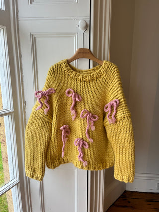 1of1 Yellow Chunky Bow Knit Sweater S/M (Sample)