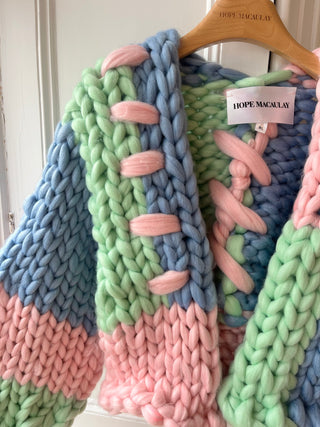 1of1 Pink, Blue & Mint Colossal Knit Cardigan S/M (Sample)