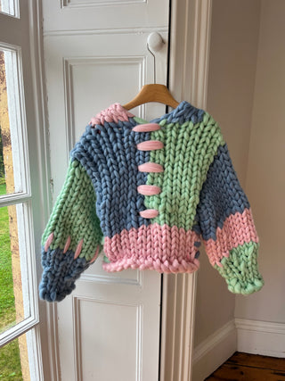 1of1 Pink, Blue & Mint Colossal Knit Cardigan S/M (Sample)