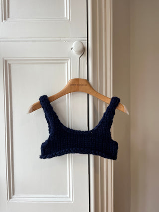 Navy Chunky Knit Bralette XS (Sample)