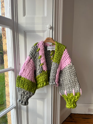 1of3 Pink, Grey and Olive Colossal Knit Cardigan (Sample)