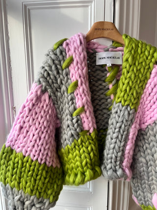 1of3 Pink, Grey and Olive Colossal Knit Cardigan (Sample)