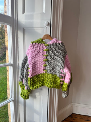 1of3 Pink, Grey and Olive Colossal Knit Cardigan (Sample)