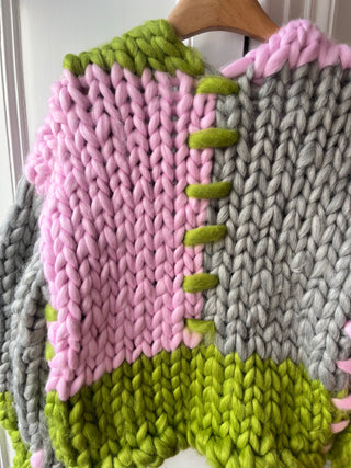 1of3 Pink, Grey and Olive Colossal Knit Cardigan (Sample)