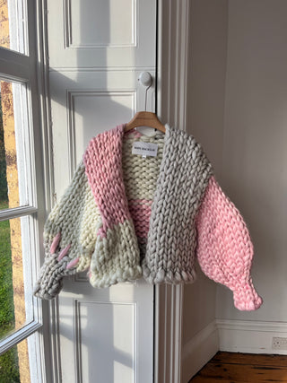 Pink and Cream Colossal Knit Cardigan #1  (Sample)