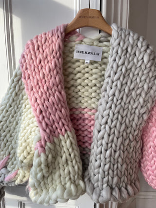 Pink and Cream Colossal Knit Cardigan #1  (Sample)