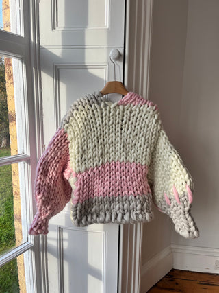 Pink and Cream Colossal Knit Cardigan #1  (Sample)