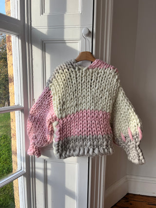 Pink and Cream Colossal Knit Cardigan #1  (Sample)