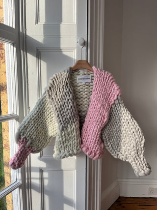 Pink and Cream Colossal Knit Cardigan #2  (Sample)