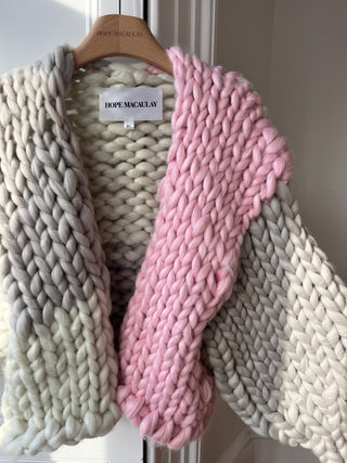 Pink and Cream Colossal Knit Cardigan #2  (Sample)