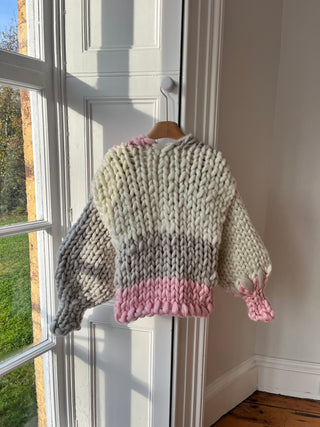 Pink and Cream Colossal Knit Cardigan #2  (Sample)